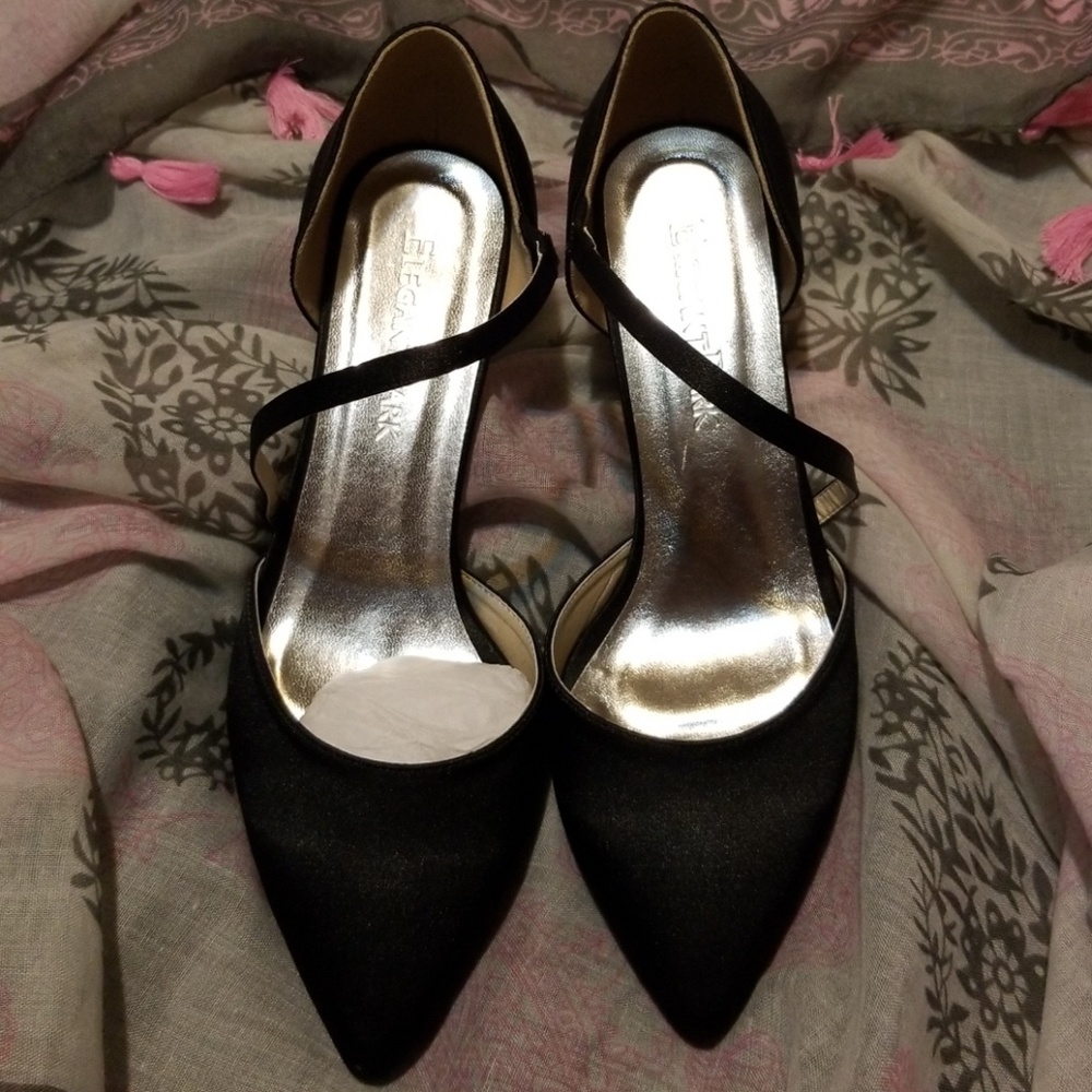 Black Satin Heels 7.5